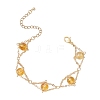 Natural Yellow Quartz Round Beads Link Bracelets for Women BJEW-JB12149-03-2