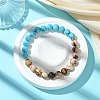 Synthetic Turquoise & Natural Zebra Jasper Stretch Bracelets BJEW-JB11474-02-1