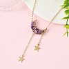 Natural Amethyst Chip Beads Moon Pendant Brass Cable Chain Necklaces for Women NJEW-TA00257-01-1