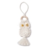 Handmade Woven Cotton Macrame Owl Pendant Decorations HJEW-JM02827-1