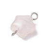 Natural Rose Quartz Connector Charms PALLOY-JF02734-02-3