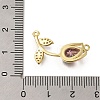 Brass Cubic Zirconia Rose Flower Connector Charms KK-R0002-26G-01-3