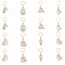 Alloy Enamel Unicorn Theme Pendant Locking Stitch Markers HJEW-SW00041