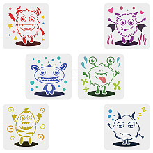 FINGERINSPIRE 6Pcs 6 Styles Halloween Theme PET Hollow out Drawing Painting Stencils Sets for Kids Teen Boys Girls DIY-WH0172-988