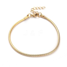 Ion Plating(IP) 304 Stainless Steel Round Snake Chain Bracelets BJEW-O186-08B-G