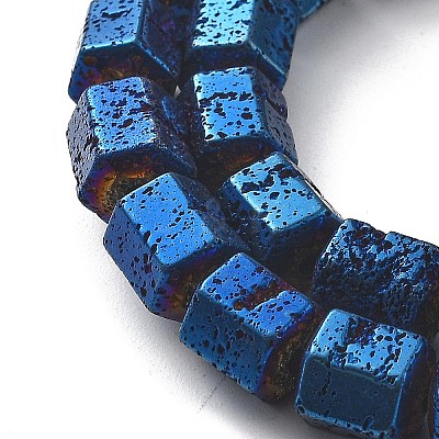 Electroplated Natural Lava Rock Beads Strands G-A251-A01-01J-1