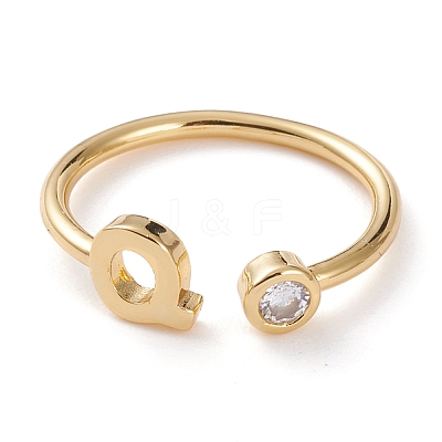 Brass Micro Pave Clear Cubic Zirconia Cuff Rings RJEW-J074-01G-Q-1