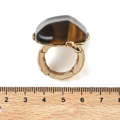 Natural Tiger Eye & Alloy Finger Rings for Women RJEW-G375-01G-03-1