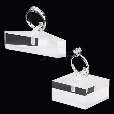 2 Sets 2 Styles Triangle & Square Acrylic Finger Ring Display Stands RDIS-GA0001-03-1