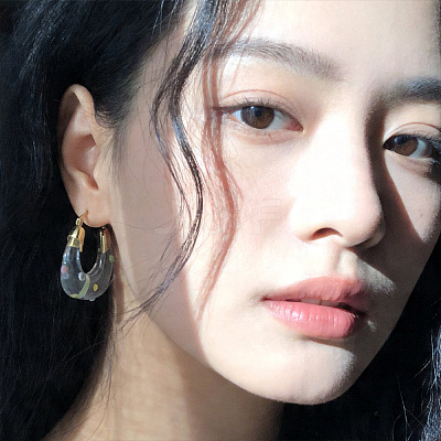 Resin and Brass Hoop Earrings for Women FS-WGF4F65-01-1