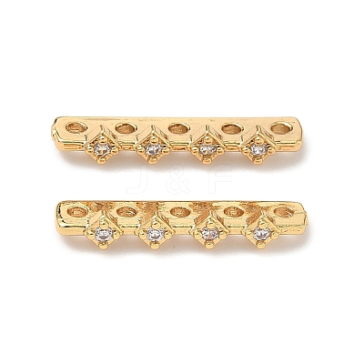 Brass Micro Pave Clear Cubic Zirconia Spacer Bars KK-Z139-11G-03-1