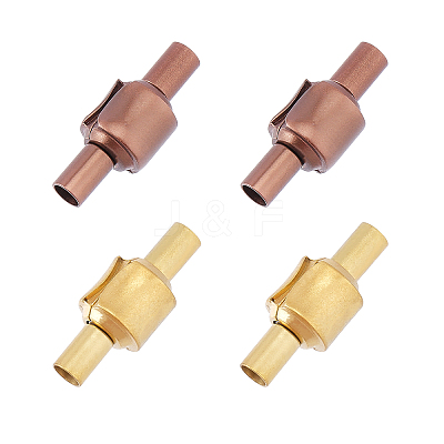 4Pcs 2 Colors Ion Plating(IP) 304 Stainless Steel European Clasps with Cord Ends STAS-DC0004-33-1