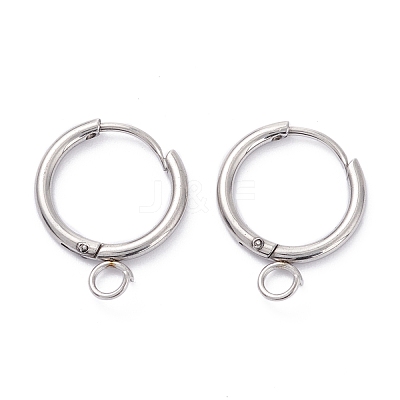 Tarnish Resistant 201 Stainless Steel Huggie Hoop Earring Findings STAS-P283-01Q-P-1