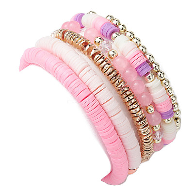 6Pcs 6 Style Natural Malaysia Jade & Pearl & Synthetic Hematite Beaded Stretch Bracelets Set BJEW-JB09734-1
