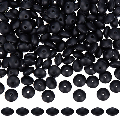 180Pcs Rondelle Silicone Focal Beads SIL-SP0001-20B-1