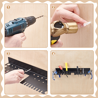 Iron Wall Mounted Tool Organizer Holder ODIS-WH0043-203-1