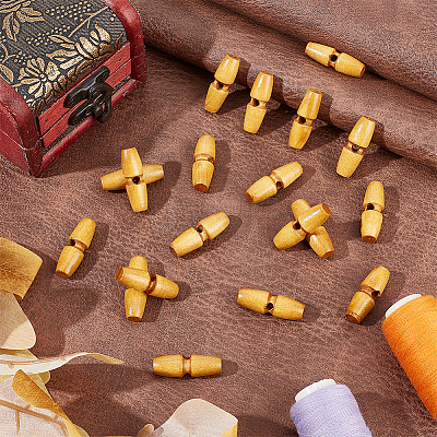 50Pcs 1-Hole Wood Buttons BUTT-UN0001-27B-1