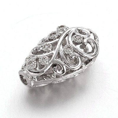 Brass Micro Pave Cubic Zirconia Beads ZIRC-K031-02P-1