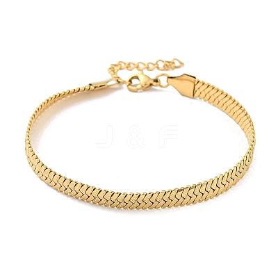 Ion Plating(IP) 304 Stainless Steel Herringbone Chain Bracelet BJEW-D028-02D-01G-1
