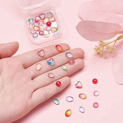 40Pcs 4 Style Transparent Glass Cabochons GGLA-YW0001-09-1