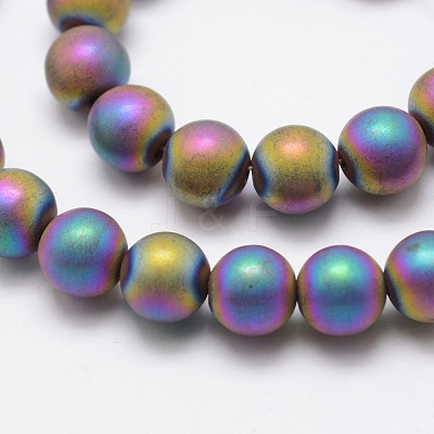 Electroplate Non-magnetic Synthetic Hematite Beads Strands G-R363-6mm-02-1