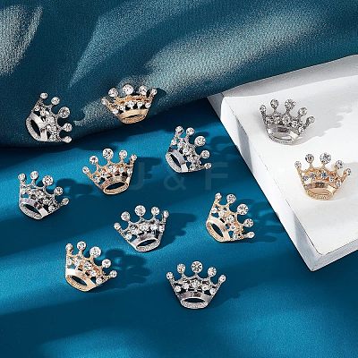16pcs 2 Colors Crystal Rhinestone Crown Brooches JEWB-CA0001-10-1