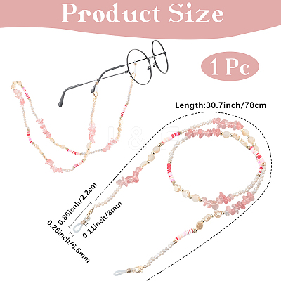 1Pc Polymer Clay with Alloy and Crystal Neck Strap for Eyeglasses AJEW-CN0005-04B-1