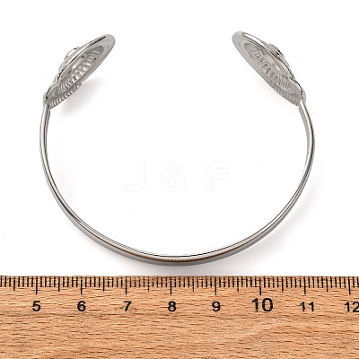 304 Stainless Steel Cuff Bangles for Women BJEW-C123-01B-P-1