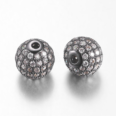 Brass Cubic Zirconia Beads ZIRC-F001-15B-1