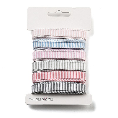 Polyester & Polycotton Striped Ribbons Sets SRIB-G010-01A-04-1