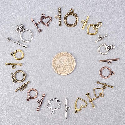 Tibetan Style Alloy Toggle Clasps TIBE-PH0004-04-WH-1