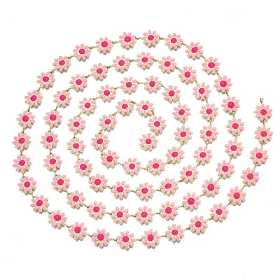 Brass Flower Link Chains CHC-N018-098G-1