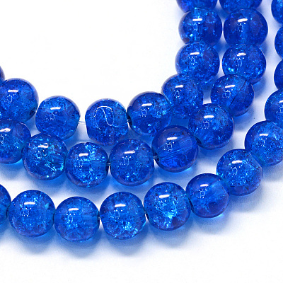 Baking Paint Transparent Crackle Glass Round Bead Strands DGLA-Q018-6mm-69-1