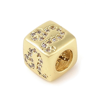 Brass Micro Pave Clear Cubic Zirconia European Beads KK-K368-01G-05-1