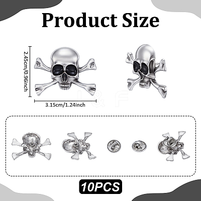 10Pcs Halloween Alloy Lapel Pin Backs for Backpack Clothes JEWB-UN0002-69B-1