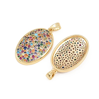 Brass Micro Pave Cubic Zirconia Pendants KK-B157-08G-02-1