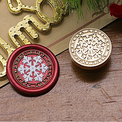 Christmas Series Wax Seal Brass Stamp Head AJEW-M037-01G-25-1