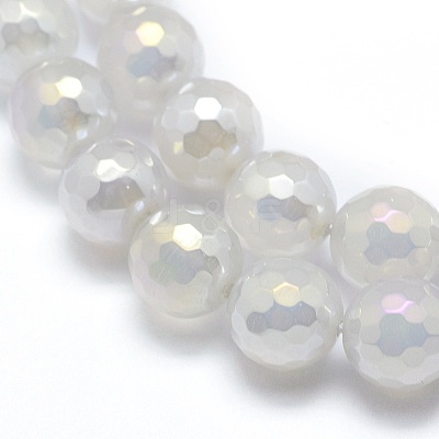 Electroplated Natural Agate Beads Strands G-O164-01B-8mm-1