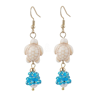 Shell Glass Dangle Earrings EJEW-MZ00424-01-1