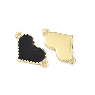 Brass Enamel Heart Links Connector Charms KK-B198-01G-B-1