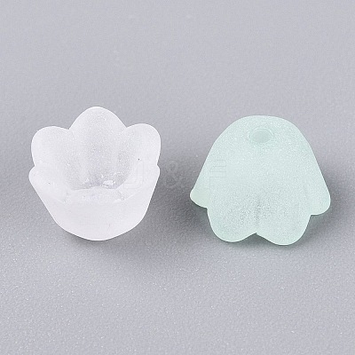 Frosted Transparent Acrylic Flower Bead Caps OACR-Q203-01-1