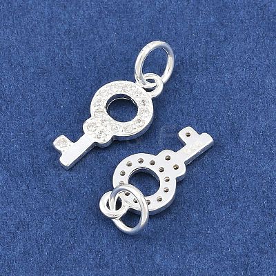 925 Sterling Silver Pave Clear Cubic Zirconia Key Charms STER-A049-07S-1