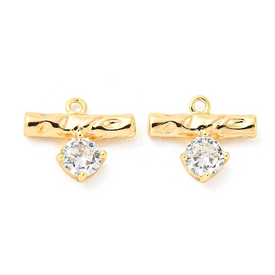 Brass Micro Pave Cubic Zirconia Charms X-KK-Q809-13G-1