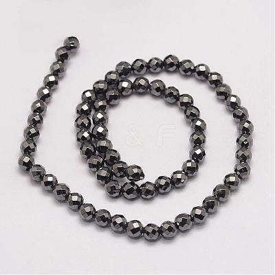 Grade AA Magnetic Synthetic Hematite Bead Strands G-P258-10-6mm-1