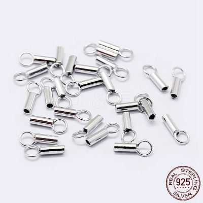 Anti-Tarnish Rhodium Plated 925 Sterling Silver Cord Ends STER-F036-21P-2.5mm-1