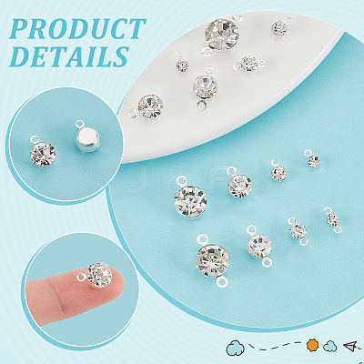 DIY Flat Round Brass Rhinestone Connector Charms & Pendant Jewelry Making Findings Kits DIY-GA0001-69P-1