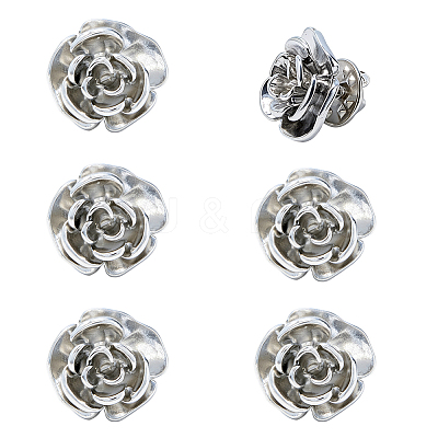 6Pcs Rose Flower Alloy Lapel Pin Backs for Backpack Clothes JEWB-FH0002-97P-1