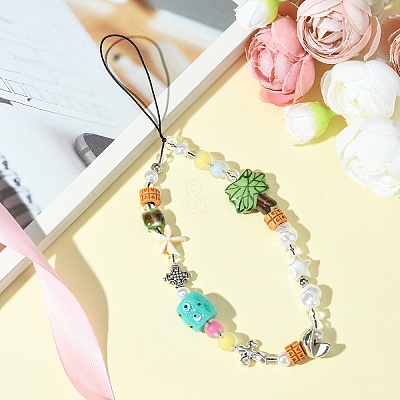 Acrylic & Resin & Porcelain & Synthetic Quartz Crystal Mobile Straps HJEW-FS00001-1