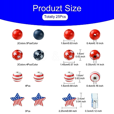 Painted Natural Wood Beads WOOD-YW0001-17-1