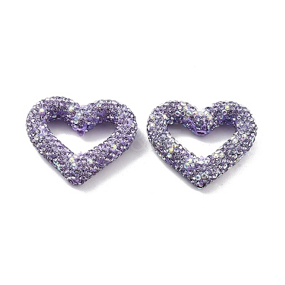 Heart Shape Polymer Clay Rhinestone Beads CLAY-NH0001-09B-08-1